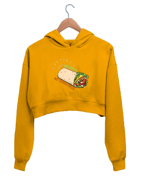 Quirkipedia VEG ROLLS NOT GENDER ROLES Feminism Feminista, Wordplay, Womens Crop Hoodies