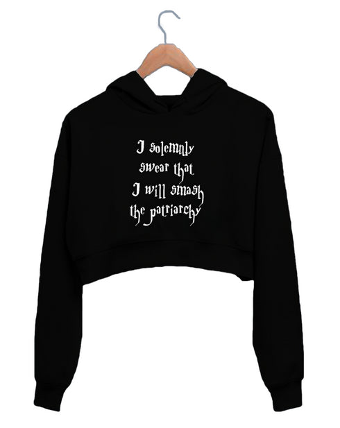 Quirkipedia SOLEMNLY SMASH THE PATRIARCHY Feminism Feminista, Womens Crop Hoodies