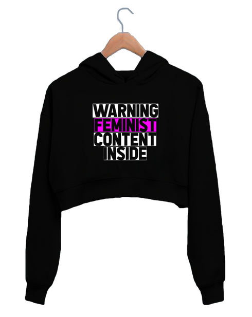 Quirkipedia Warning: Feminist Content Inside Feminism Feminista, Womens Crop Hoodies