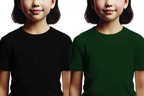 Aaramkhor Combo Gift Pack of 2 Girls_Tshirt Black Navy Blue Tshirts for Kids