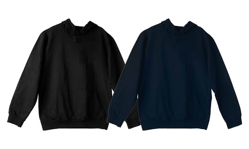 Aaramkhor Combo Gift Pack of 2 Hoodie Black Navy Blue Tshirts for Men