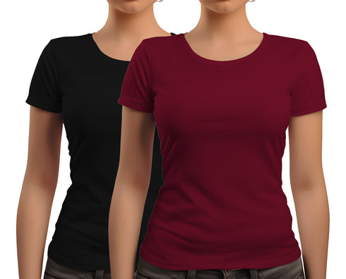 Aaramkhor Combo Gift Pack of 2 New women black navyblue Tshirts for Women