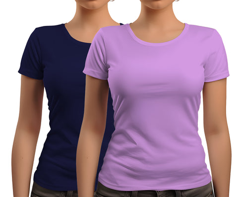 Aaramkhor Combo Gift Pack of 2 New women black navyblue Tshirts for Women