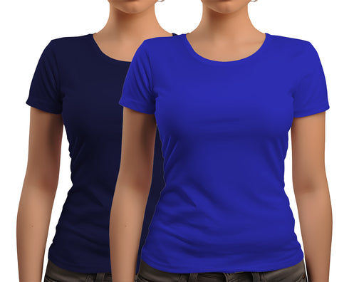Aaramkhor Combo Gift Pack of 2 New women black navyblue Tshirts for Women