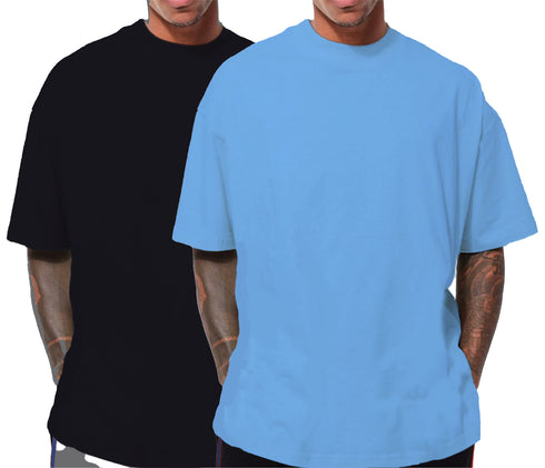 Aaramkhor Combo Gift Pack of 2 Oversized Black Navy Blue Tshirts for Men