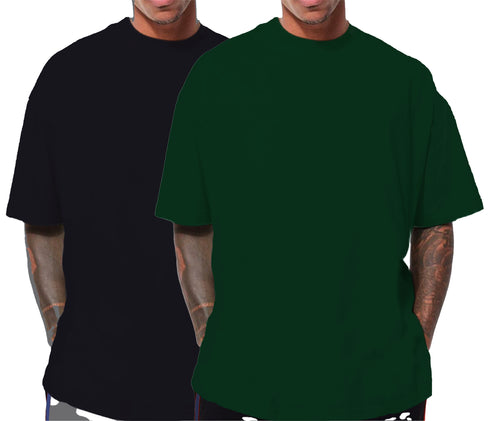Aaramkhor Combo Gift Pack of 2 Oversized Black Navy Blue Tshirts for Men
