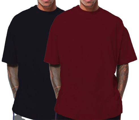 Aaramkhor Combo Gift Pack of 2 Oversized Black Navy Blue Tshirts for Men