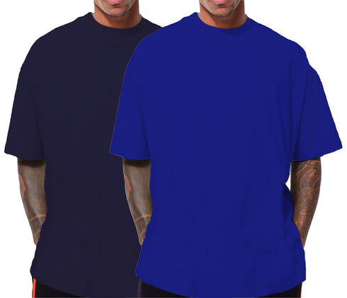Aaramkhor Combo Gift Pack of 2 Oversized Black Navy Blue Tshirts for Men