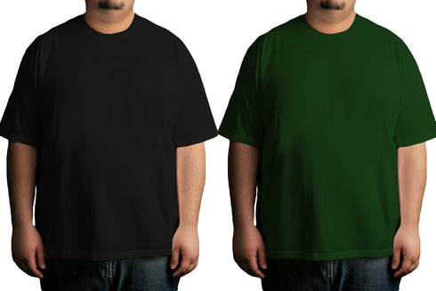 Aaramkhor Combo Gift Pack of 2 Plussize Black Navy Blue Tshirts for Men