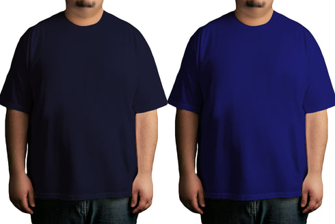Aaramkhor Combo Gift Pack of 2 Plussize Black Navy Blue Tshirts for Men