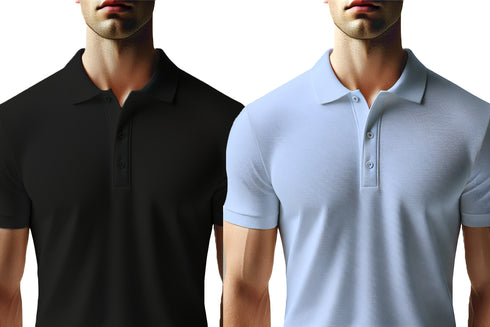 Aaramkhor Combo Gift Pack of 2 Polo Black Navy Blue Tshirts for Men