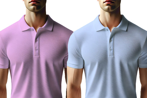 Aaramkhor Combo Gift Pack of 2 Polo Black Navy Blue Tshirts for Men