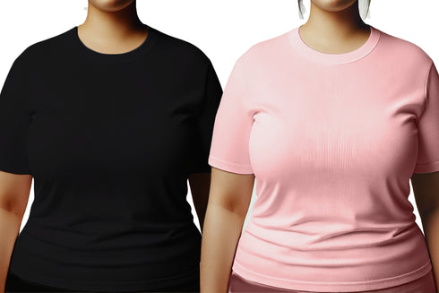 Aaramkhor Combo Gift Pack of 2 Womens Plussize Black Navy Blue Tshirts for Women