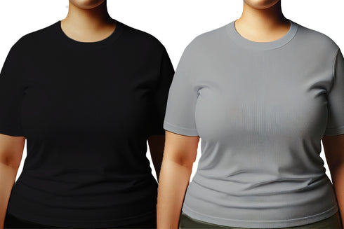 Aaramkhor Combo Gift Pack of 2 Womens Plussize Black Navy Blue Tshirts for Women