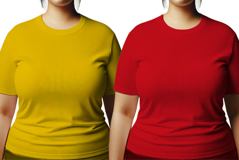 Aaramkhor Combo Gift Pack of 2 Womens Plussize Black Navy Blue Tshirts for Women