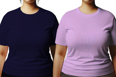 Aaramkhor Combo Gift Pack of 2 Womens Plussize Black Navy Blue Tshirts for Women