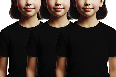 Aaramkhor Combo Gift Pack of 3 Girls_Tshirt Black Navy Blue Lavender Tshirts for Kids