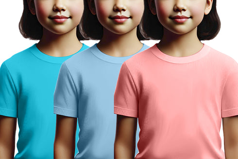 Aaramkhor Combo Gift Pack of 3 Girls_Tshirt Black Navy Blue Lavender Tshirts for Kids