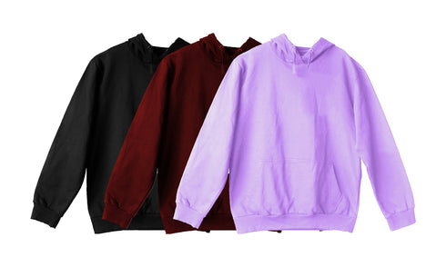 Aaramkhor Combo Gift Pack of 3 Hoodie Black Navy Blue Lavender Tshirts for Men