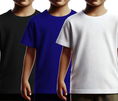 Aaramkhor Combo Gift Pack of 3 Kids Black Navy Blue Pista Green Tshirts for Kids