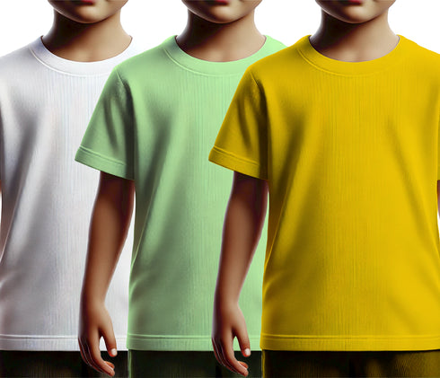 Aaramkhor Combo Gift Pack of 3 Kids Black Navy Blue Pista Green Tshirts for Kids
