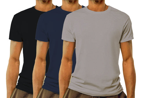 Aaramkhor Combo Gift Pack of 3 Model Men Black Navy Blue GreyMelange Tshirts for Men