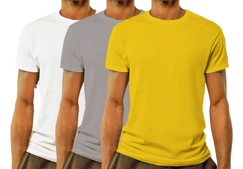 Aaramkhor Combo Gift Pack of 3 Model Men Black Navy Blue GreyMelange Tshirts for Men