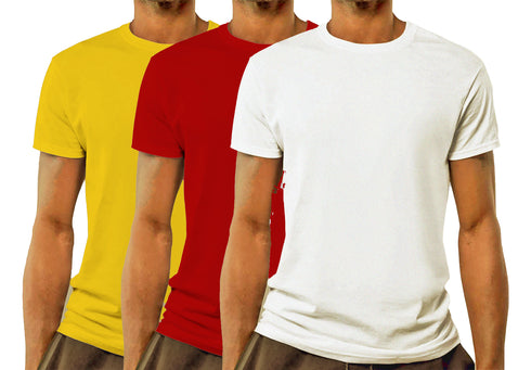 Aaramkhor Combo Gift Pack of 3 Model Men Black Navy Blue GreyMelange Tshirts for Men