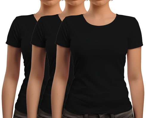 Aaramkhor Combo Gift Pack of 3 New women black navyblue babypink Tshirts for Women