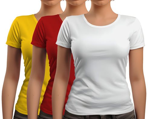 Aaramkhor Combo Gift Pack of 3 New women black navyblue babypink Tshirts for Women