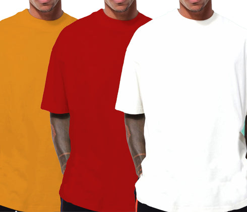 Aaramkhor Combo Gift Pack of 3 Oversized Baby Blue Black Bottle Green Tshirts for Men