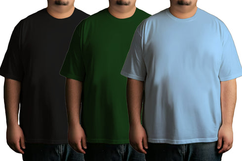 Aaramkhor Combo Gift Pack of 3 Plussize Black Navy Blue Grey Tshirts for Men
