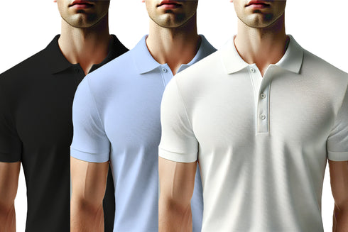 Aaramkhor Combo Gift Pack of 3 Polo Black Navy Blue Grey Tshirts for Men