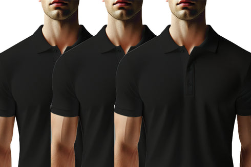 Aaramkhor Combo Gift Pack of 3 Polo Black Navy Blue Grey Tshirts for Men