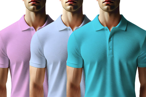 Aaramkhor Combo Gift Pack of 3 Polo Black Navy Blue Grey Tshirts for Men