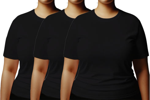 Aaramkhor Combo Gift Pack of 3 Womens Plussize Black Navy Blue Grey Tshirts for Women
