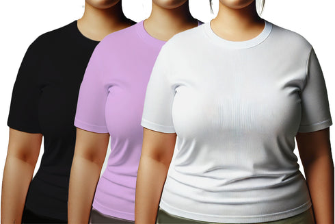 Aaramkhor Combo Gift Pack of 3 Womens Plussize Black Navy Blue Grey Tshirts for Women