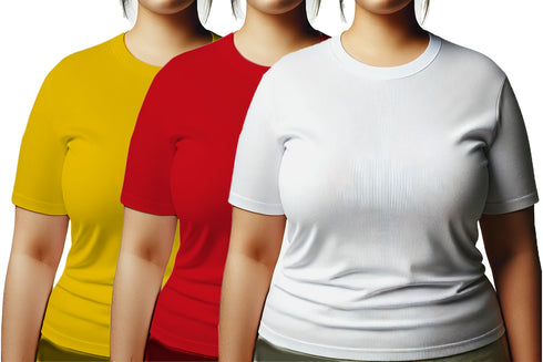 Aaramkhor Combo Gift Pack of 3 Womens Plussize Black Navy Blue Grey Tshirts for Women