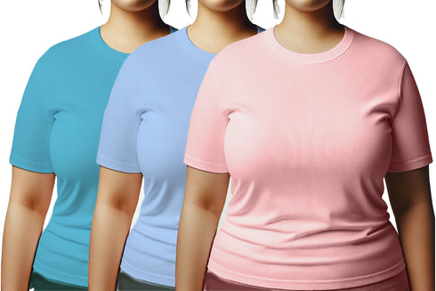 Aaramkhor Combo Gift Pack of 3 Womens Plussize Black Navy Blue Grey Tshirts for Women