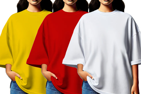 Aaramkhor Combo Gift Pack of 3 Womens_Oversized Black Navy Blue Grey Tshirts for Women