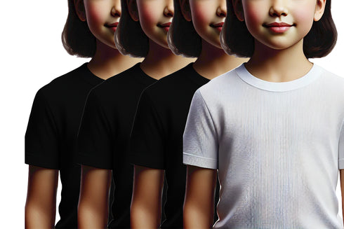 Aaramkhor Combo Gift Pack of 4 Girls_Tshirt Black Navy Blue Lavender White Tshirts for Kids