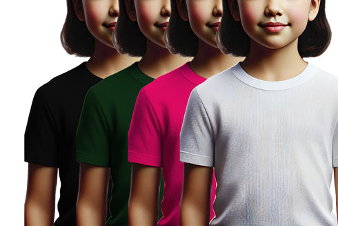 Aaramkhor Combo Gift Pack of 4 Girls_Tshirt Black Navy Blue Lavender White Tshirts for Kids