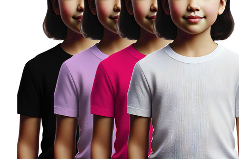 Aaramkhor Combo Gift Pack of 4 Girls_Tshirt Black Navy Blue Lavender White Tshirts for Kids