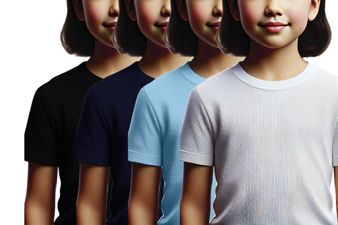 Aaramkhor Combo Gift Pack of 4 Girls_Tshirt Black Navy Blue Lavender White Tshirts for Kids