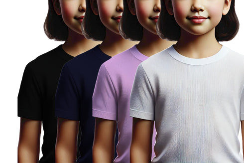Aaramkhor Combo Gift Pack of 4 Girls_Tshirt Black Navy Blue Lavender White Tshirts for Kids