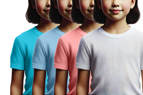 Aaramkhor Combo Gift Pack of 4 Girls_Tshirt Black Navy Blue Lavender White Tshirts for Kids