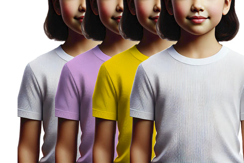 Aaramkhor Combo Gift Pack of 4 Girls_Tshirt Black Navy Blue Lavender White Tshirts for Kids