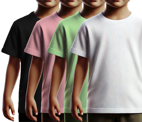 Aaramkhor Combo Gift Pack of 4 Kids Black Navy Blue Pista Green White Tshirts for Kids