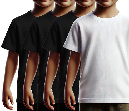 Aaramkhor Combo Gift Pack of 4 Kids Black Navy Blue Pista Green White Tshirts for Kids