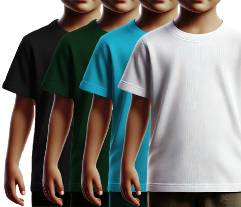 Aaramkhor Combo Gift Pack of 4 Kids Black Navy Blue Pista Green White Tshirts for Kids